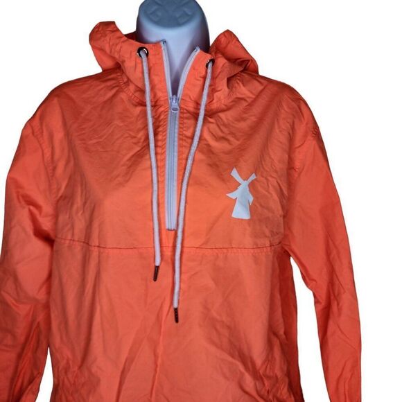 Dutch Bros Coffee Slay the Day Windbreaker Jacket Mens Size S Orange - Picture 3 of 6
